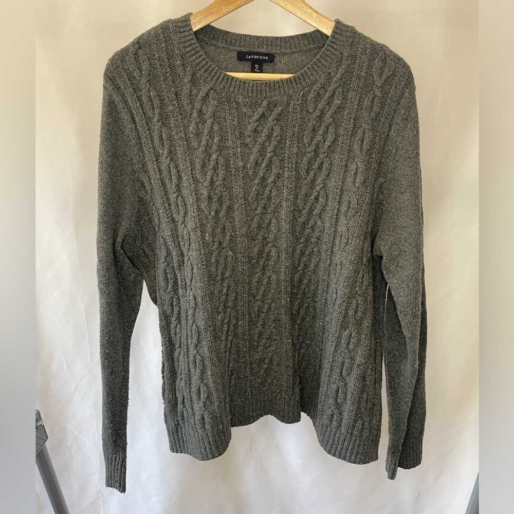 Grey Cable Knit Lands’end Sweater
